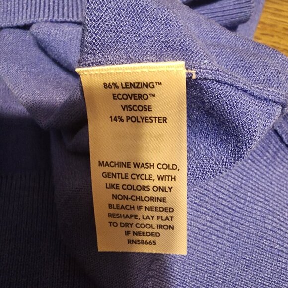 Caslon Crew neck Button Up Cardigan Blue Med- Hole in sleeve - Picture 9 of 10